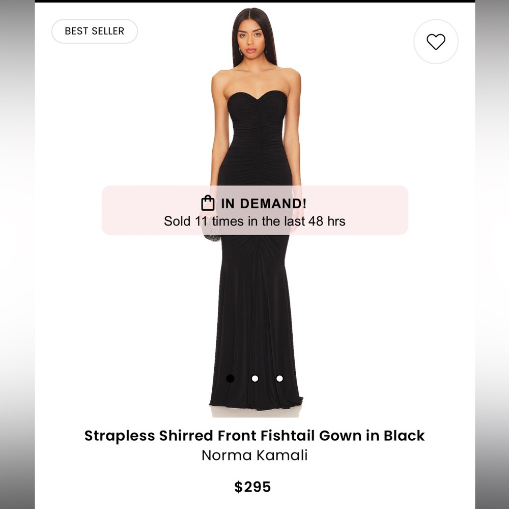 Norma Kamali Strapless Shirred Front Fishtail Gown in Black